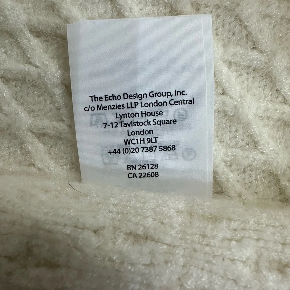 ECHO NEW YORK featherweight diamond knit oversized women's scarf wrap - Ivory - Picture 6 of 7